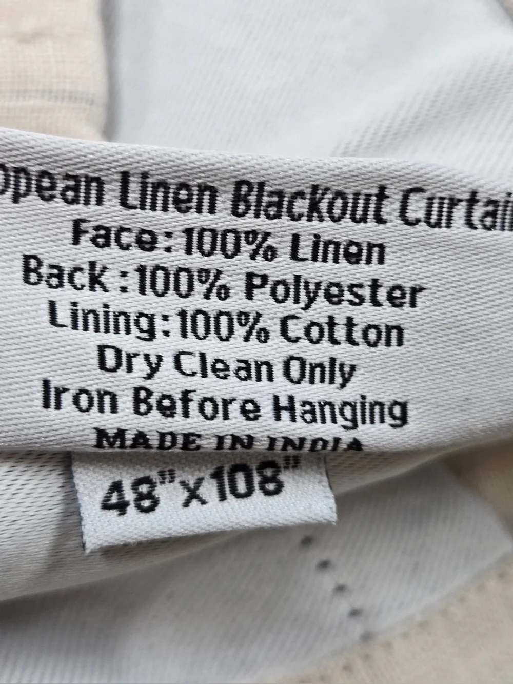 QUINCE Set Of 2 48x108 European Linen True Blackout Curtains Sand 0793